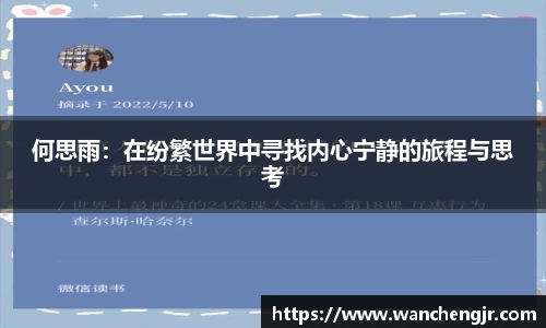 何思雨：在纷繁世界中寻找内心宁静的旅程与思考